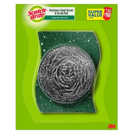 Scotch-Brite 1 Stainless Steel Scrubber (15g) and 1 Scrub Pad Combo