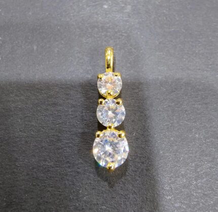 Tishya 0.80ct Diamond Three Stone Journey Drop Pendant Necklace 14k Yellow Gold Plated