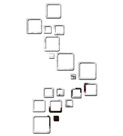 Chote Mote Seller - 24 Square Silver Decorative Mirror Stickers for Wall, Wall Mirror Stickers, 3D Acrylic Stickers Wall Stickers for Hall Room, Bed Room, Living Room Kids Room. (pack of 24)