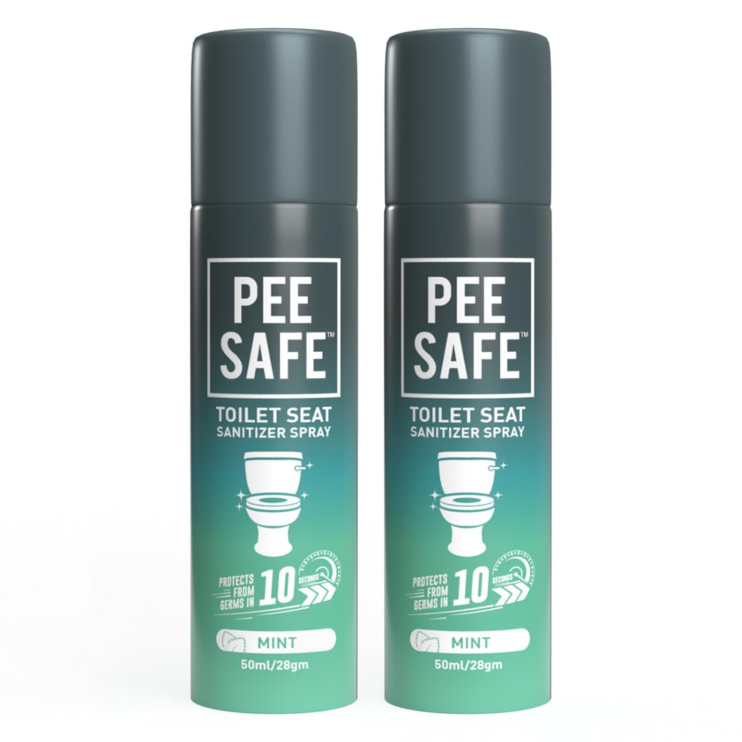 Pee Safe Toilet Seat Sanitizer Spray (50ml - Pack Of 2) - Mint | Reduces The Risk Of UTI & Other Infections | Protects From 99.9% Germs & Travel Friendly | Anti Odour, Deodorizer