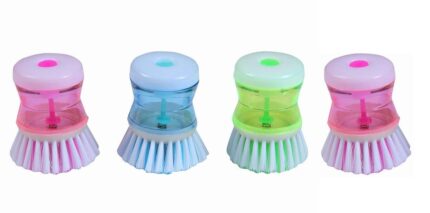 Kusum Seller Dish/washbasin Plastic Cleaning Brush with Liquid soap Dispense Multicolored-Pack of 1 pcs.