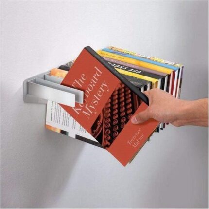 THE BEST SELLER 20911 Metal Powder Coated Wall Mounted Floating Bookshelf , White