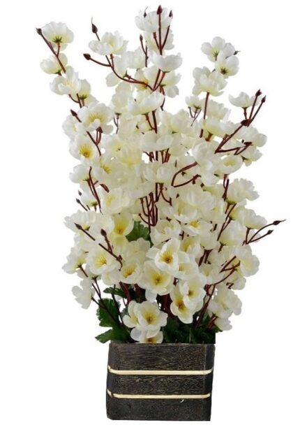 Sofix Artificial Orchid Flowers Peach Blossom Flower Pot for Home Decor Hotel Decor Office Decor on Amazon - 12 Sticks 40cm