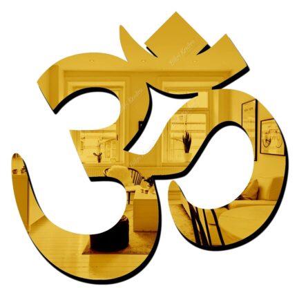 Chote Mote Seller - Om (Golden) Wall Mirror Stickers for Wall, Acrylic Mirror Wall Decor Sticker, Wall Mirror Stickers, Acrylic Stickers, Wall Stickers for Hall Room, Bed Room, Kitchen.