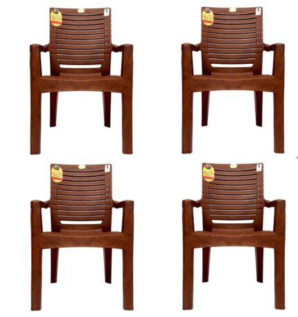 ANMOL Moulded Fortuner High Back Chair - Set of 4 - Brown - 200kg Weight Capacity - Sturdy Matt Pattern - Shree Ganesh Online Original Seller - for Home