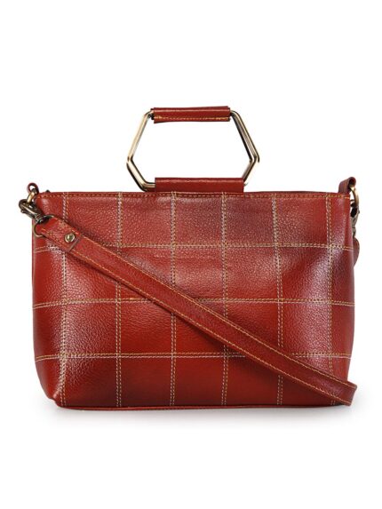 GENWAYNE Women's Leather Sling Bag, Brown, Llsb110_008