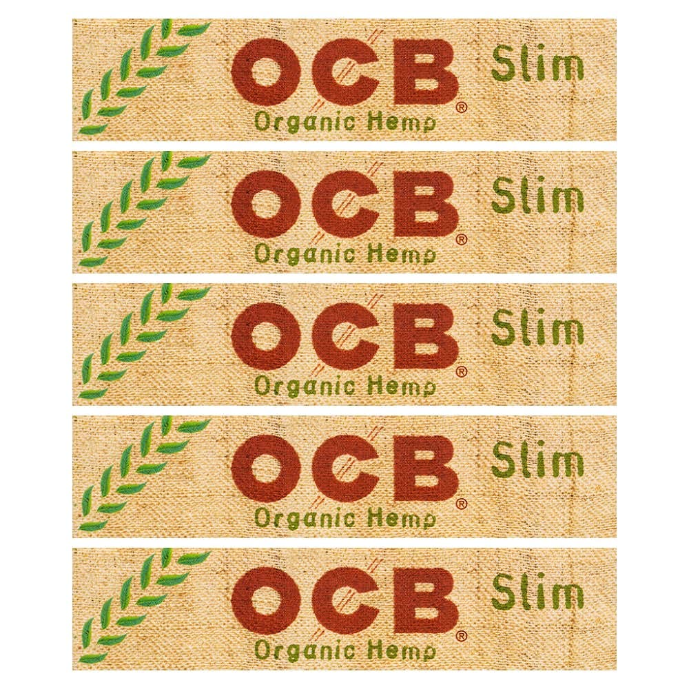 OCB France Auth. Seller RATTAN EXPO OCB ORGANIC HEMP SLIM King size Rolling Papers Cigarette Papers Smoking Papers Pack of (5) - 32 Papers each