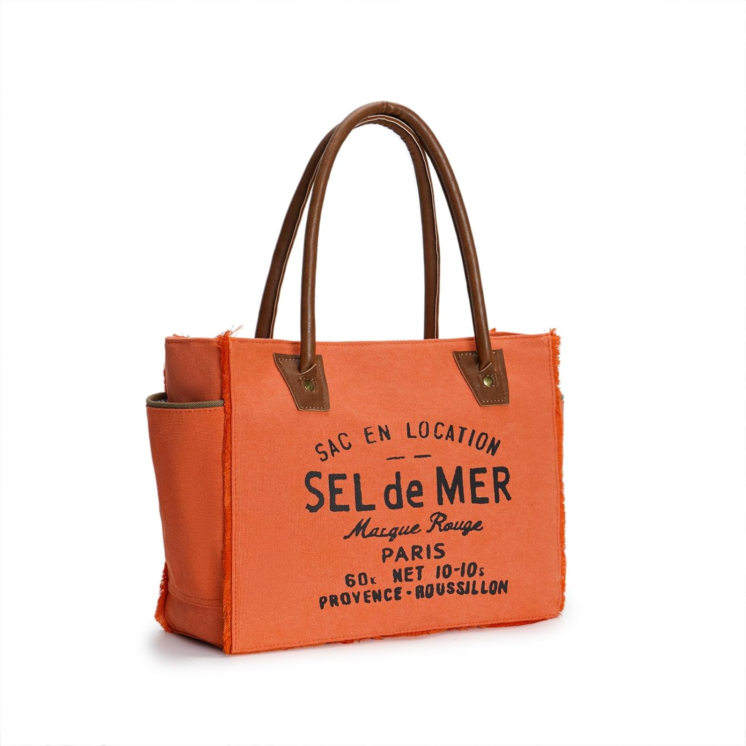 Lamyba Sel De Mer Canvas HandBag Upcycled Canvas Leather Tote Bag
