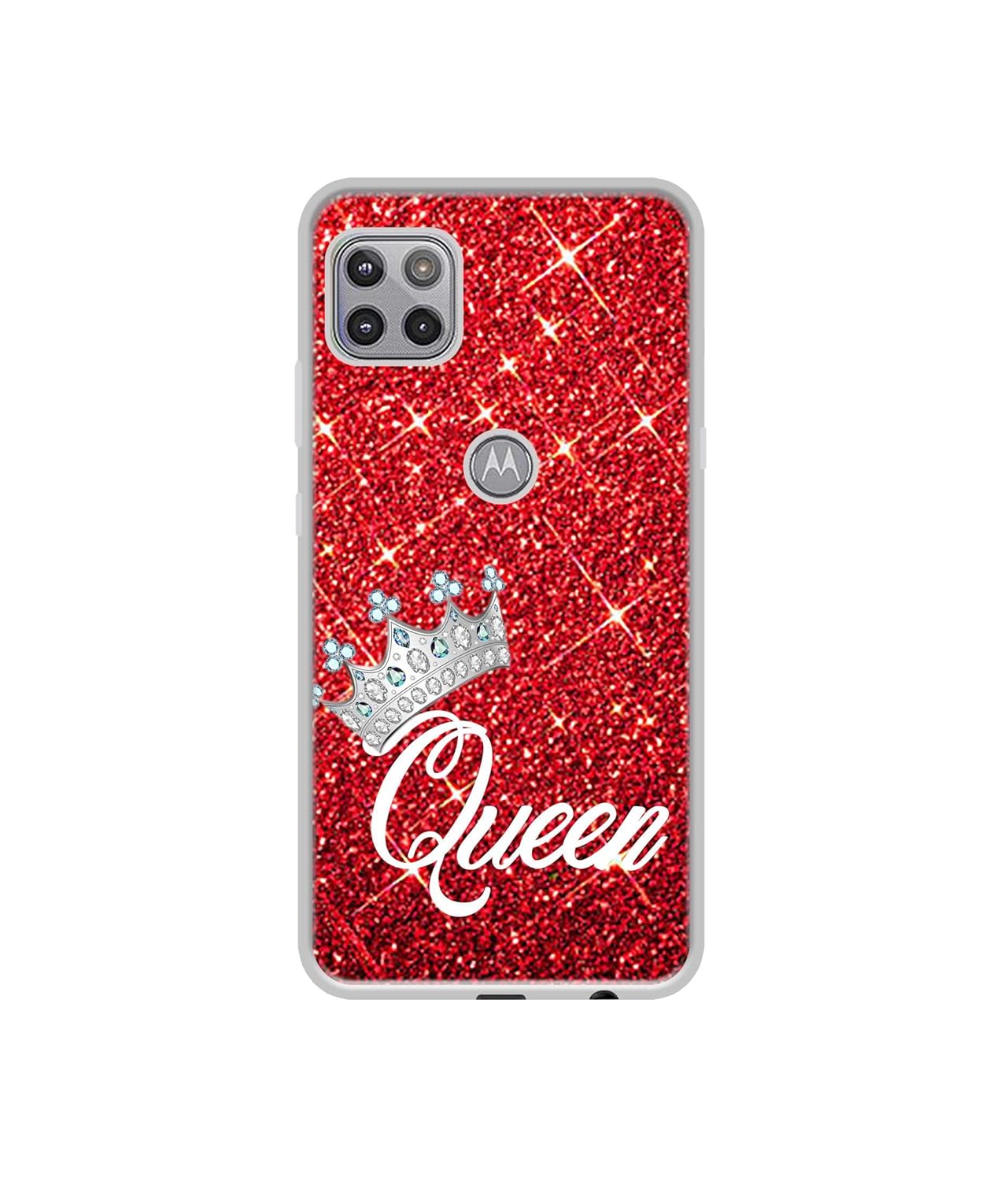 Amazon Brand - Solimo Designer Queen On Red Glitter UV Printed Soft Back Case Mobile Cover for Motorola Moto G 5G