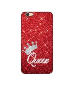 Amazon Brand - Solimo Designer Queen On Red Glitter 3D Printed Hard Back Case Mobile Cover for Oppo F1s