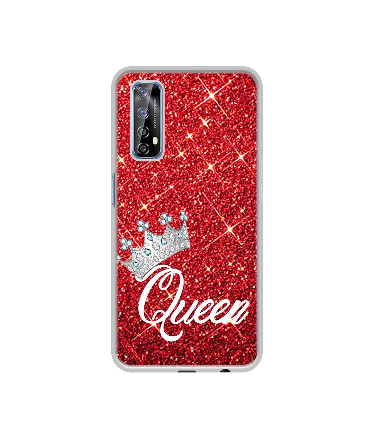 Amazon Brand - Solimo Designer Queen On Red Glitter UV Printed Soft Back Case Mobile Cover for Realme 7 / Narzo 20 Pro