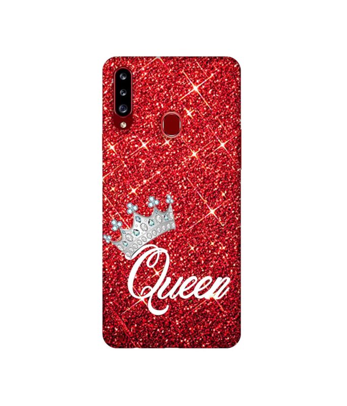 Amazon Brand - Solimo Designer Queen On Red Glitter 3D Printed Hard Back Case Mobile Cover for Samsung Galaxy A20s