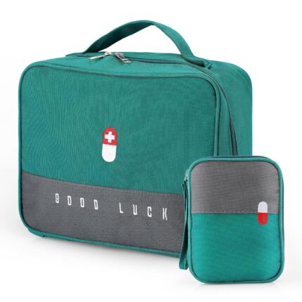 KALBHA SELES Medical Pouch, Travel Medicine Bag, Medical Supplies Organizer Bag, Portable Kit for Traveling, Car, Home, Camping, Office, Hiking, Outdoor (Pack of 2 Pcs Set)