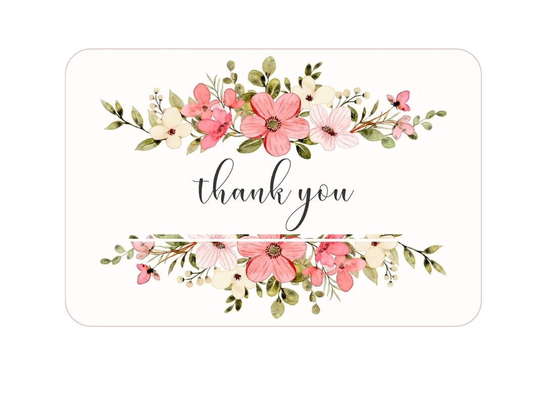 Blisscent Thank You Card for Your Business | Thanks Cards to Customer, Appreciation Cards for Small Business Owners & Sellers (3.5 x 2 Inch) (50, Floral Design 2)