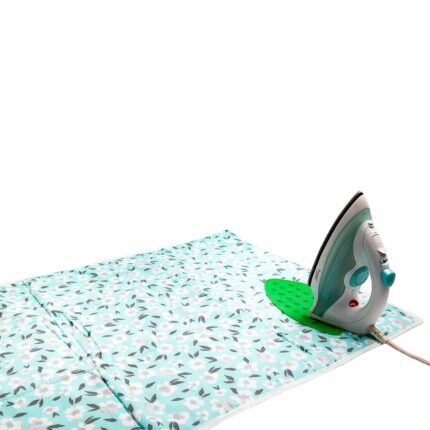 Amazon Brand - Umi Iron Mat 119 X 69, | 3mm Felt Padding | Heat Resistant | Silicone Iron Rest Protector | Steam Press On Table | Lightweight | Portable | Foldable | Washable | Printed (Green)