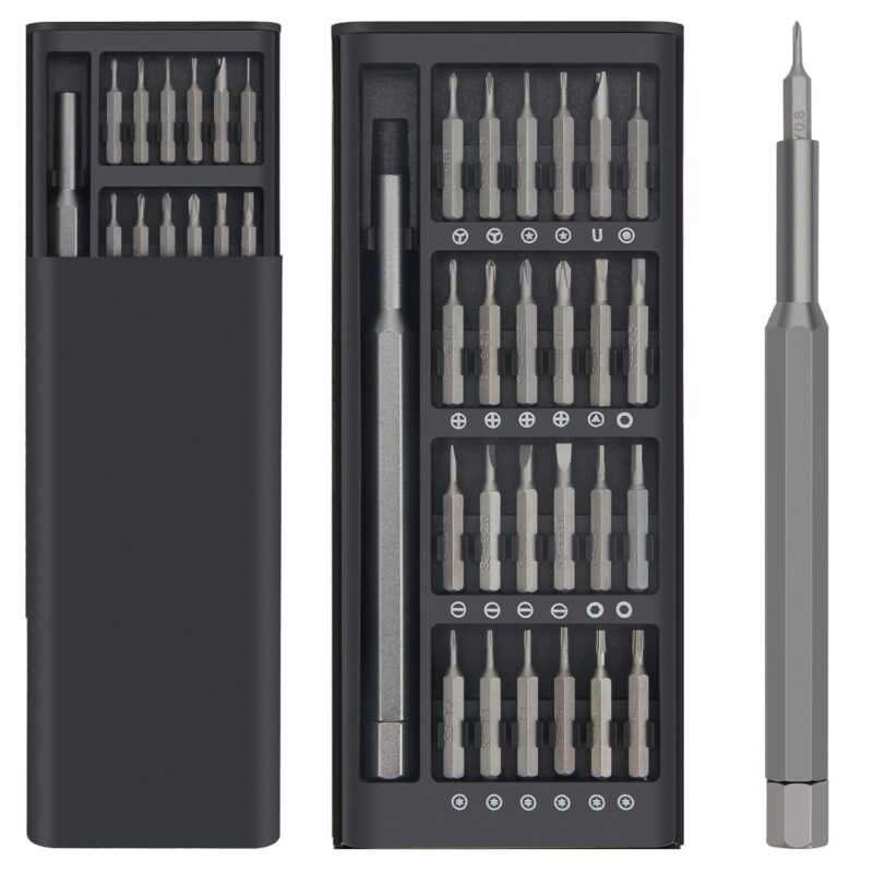 Windspeed 24 in 1 Mini Screwdriver Set with Case, Small Screwdriver Set of Flathead and Phillips, Screwdrivers Magnetic Micro Screwdriver Kit for Electronics,Jewelers,PC,Glasses,Watch,Phone, Black