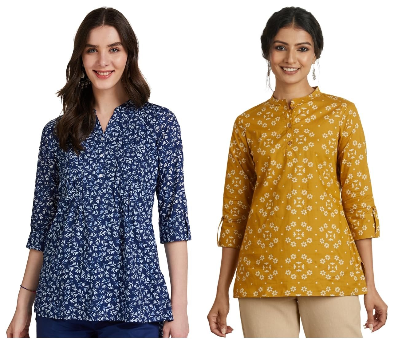 Amazon Brand - Myx Short Kurtis for Women| Cotton Kurtis| Kurtis for Women (Pack of 2)