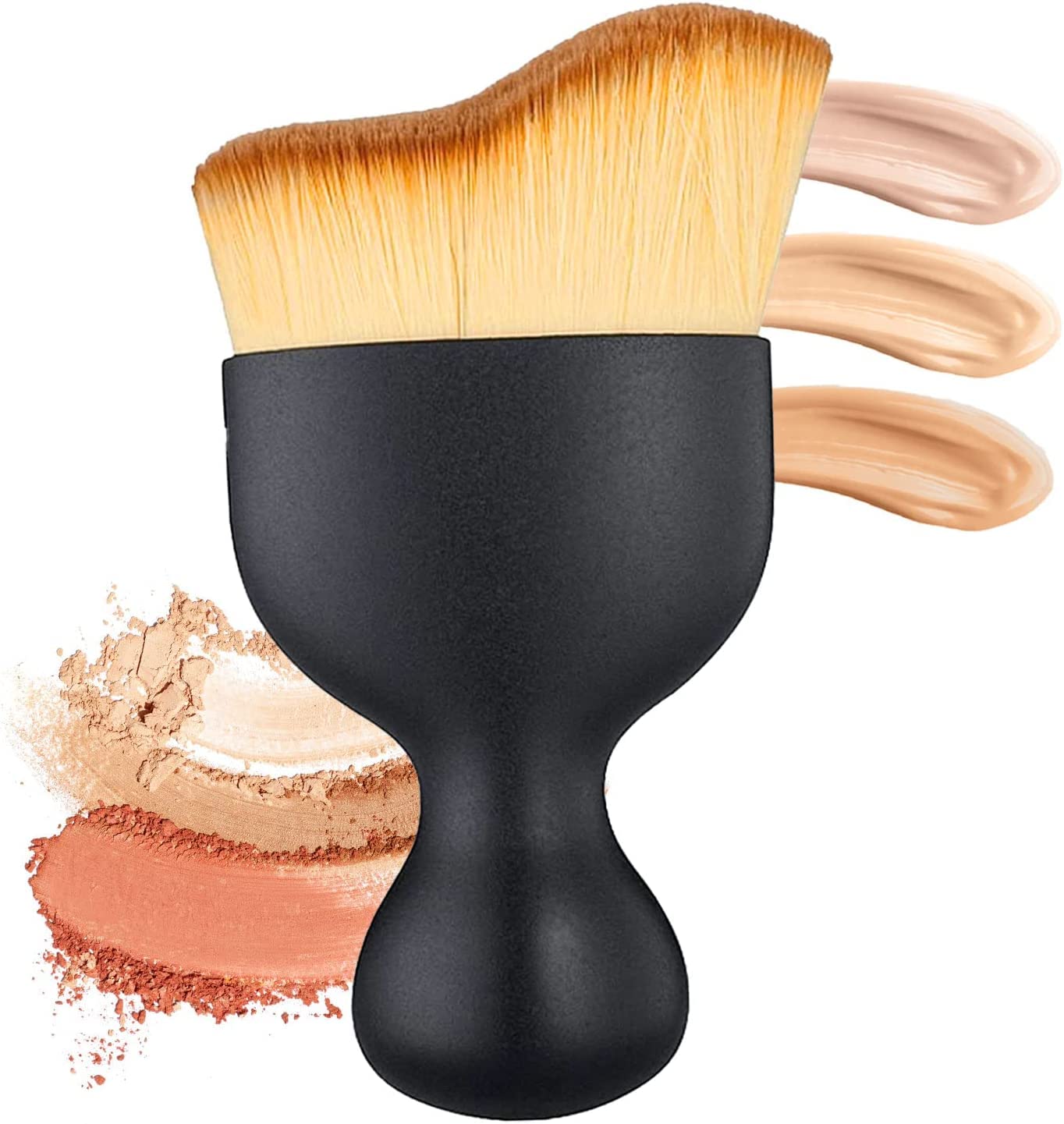 TCCO ENTERPRISE Foundation Makeup Brush, Flat Kabuki Travel Foundation Brush for Blending Liquid, Cream or Flawless Powder Cosmetics, Portable Face & Body Makeup Brush, with Protective Case (Black)