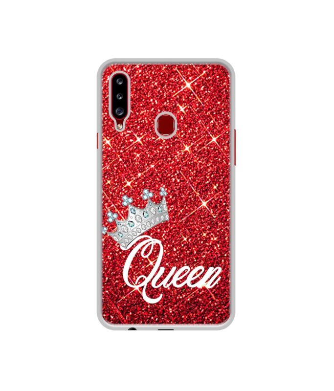 Amazon Brand - Solimo Designer Queen On Red Glitter UV Printed Soft Back Case Mobile Cover for Samsung Galaxy A20s