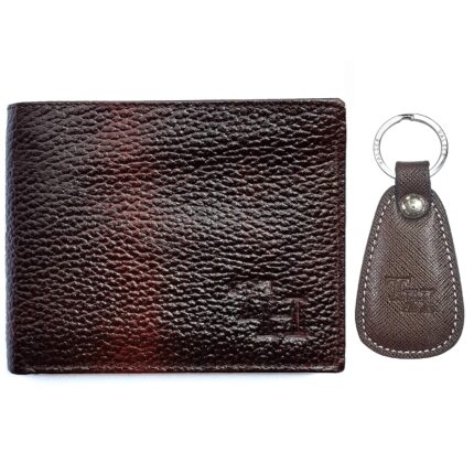 Tanned Hides - Genuine Leather Designer Wallet with Attractive Leather Key Chain - Export Quality - Special Price ONLY On Amazon