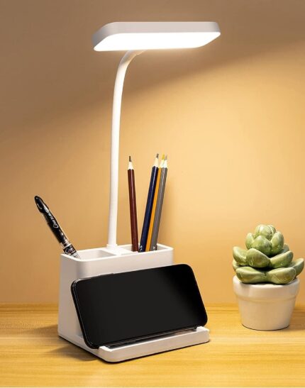 SaleOn Rechargeable 3 Color Light Desk LampStudy-Table-Touch Lamp with Pen Mobile Holder Adjustable Reading Lamp Student Eye Care Protection Non Flickering Warm Light, LED, Plastic
