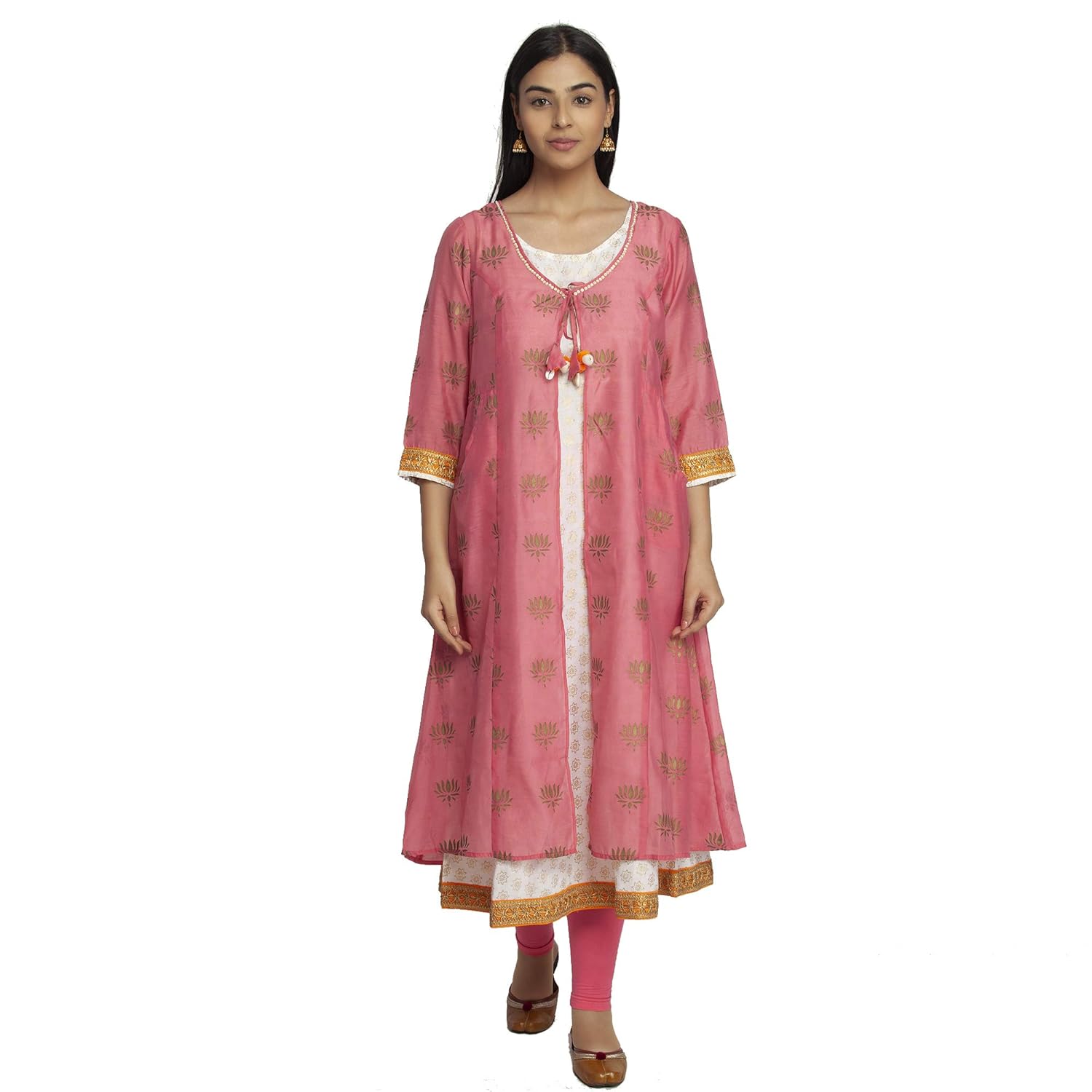 Paislei Designer Chanderi with Cotton Inner Stitched A-Line Tunic for Women & Girls on Jeans Palazzo or Skirt (Plus Size Upto 5XL)
